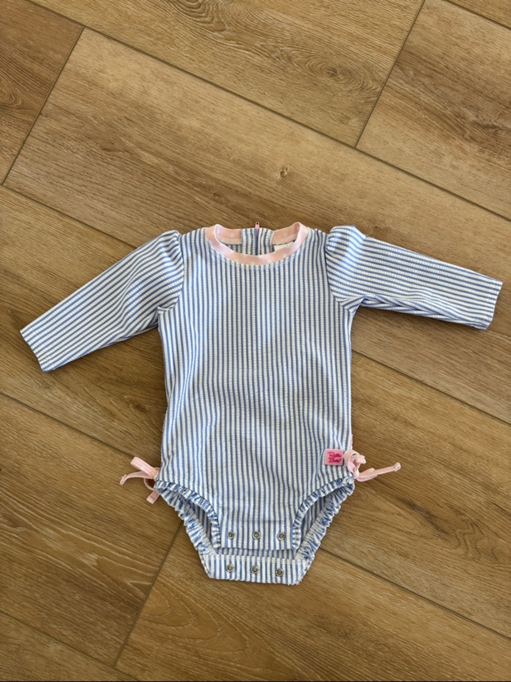 Ruffle Butts Blue & White Seersucker Bathing Suit